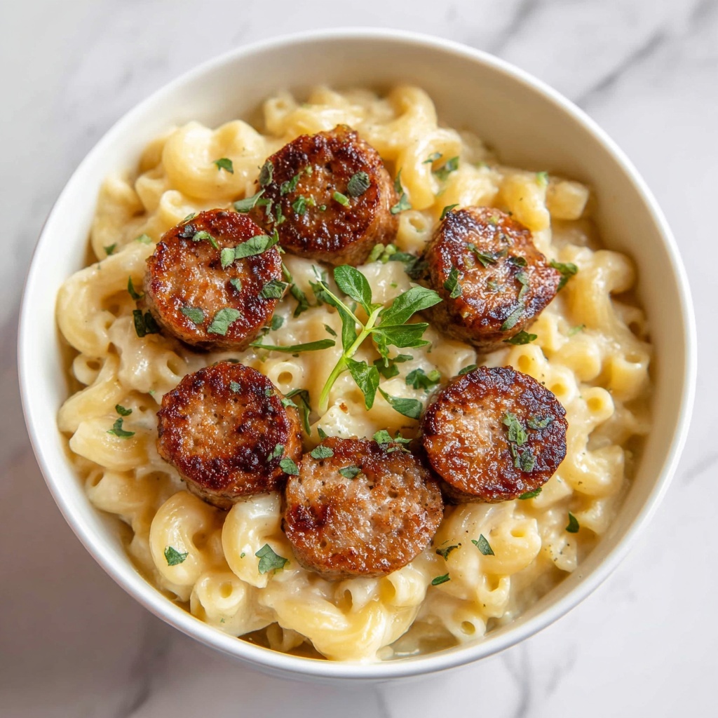 Garlic Butter Sausage Bites with Creamy Parmesan Pasta Recipe - Recipe Image