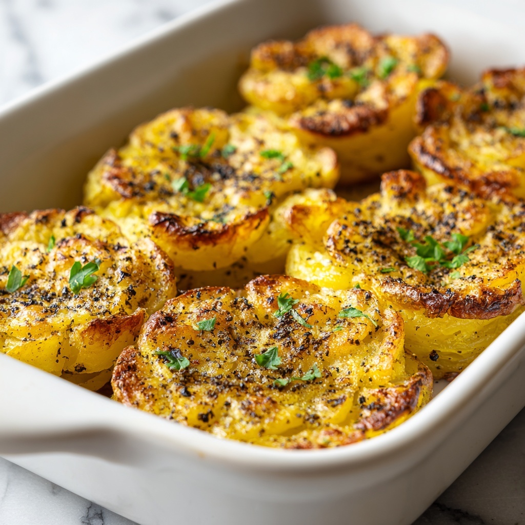 Crispy Roasted Smashed Potatoes with Garlic and Herbs Recipe - Recipe Image