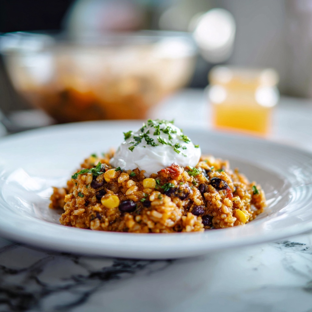Mexican Rice Casserole with Ground Beef, Black Beans, and Cheese Recipe - Recipe Image