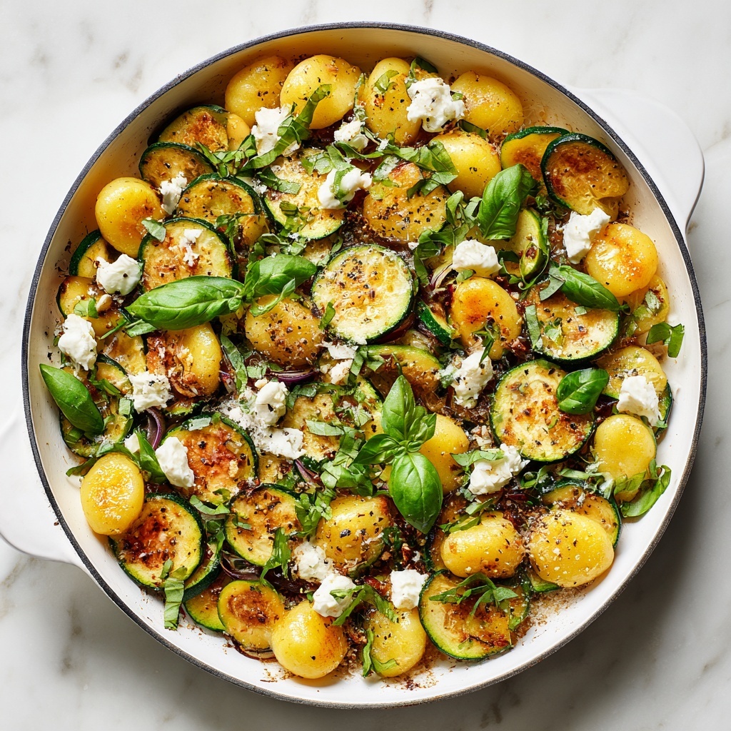 Lemon and Basil Gnocchi with Zucchini, Spinach, and Mozzarella Recipe - Recipe Image