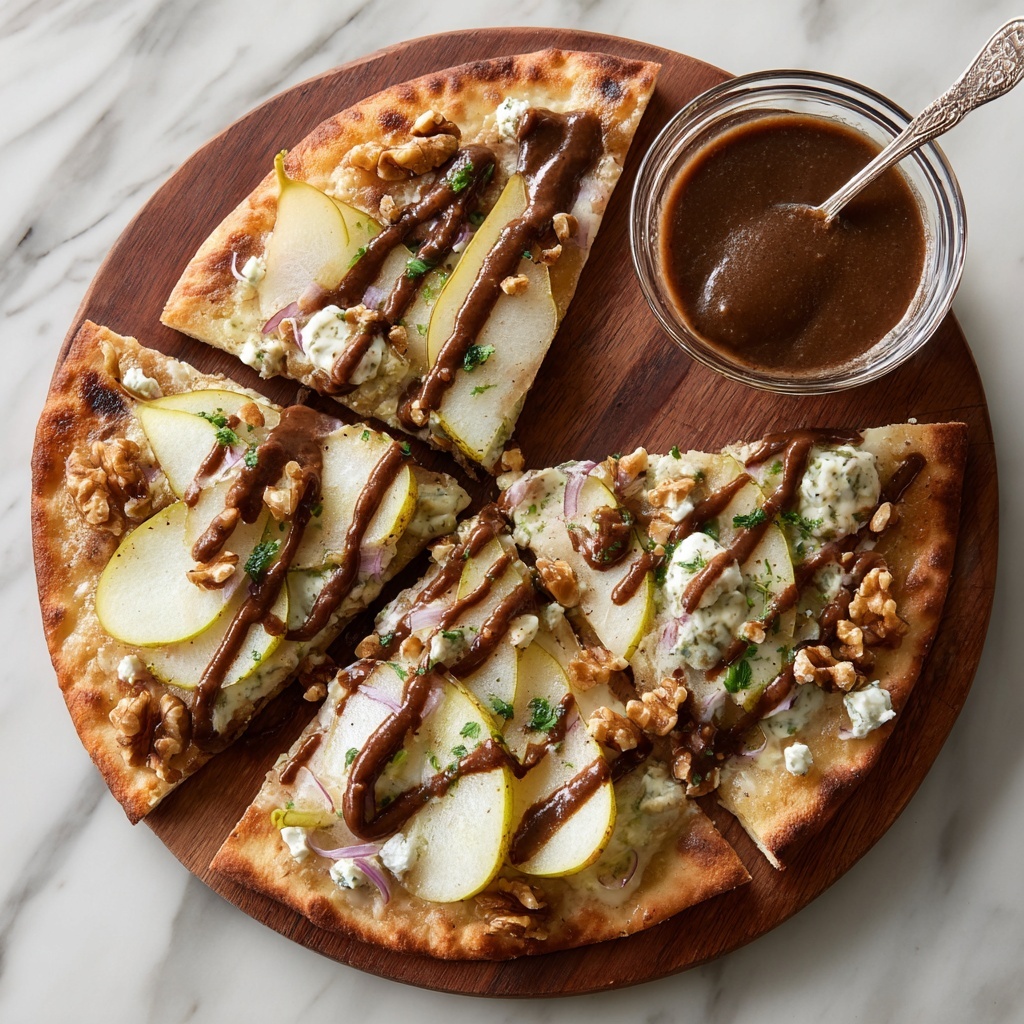 Pear, Walnut & Goat Cheese Flatbread with Honey Drizzle Recipe - Recipe Image