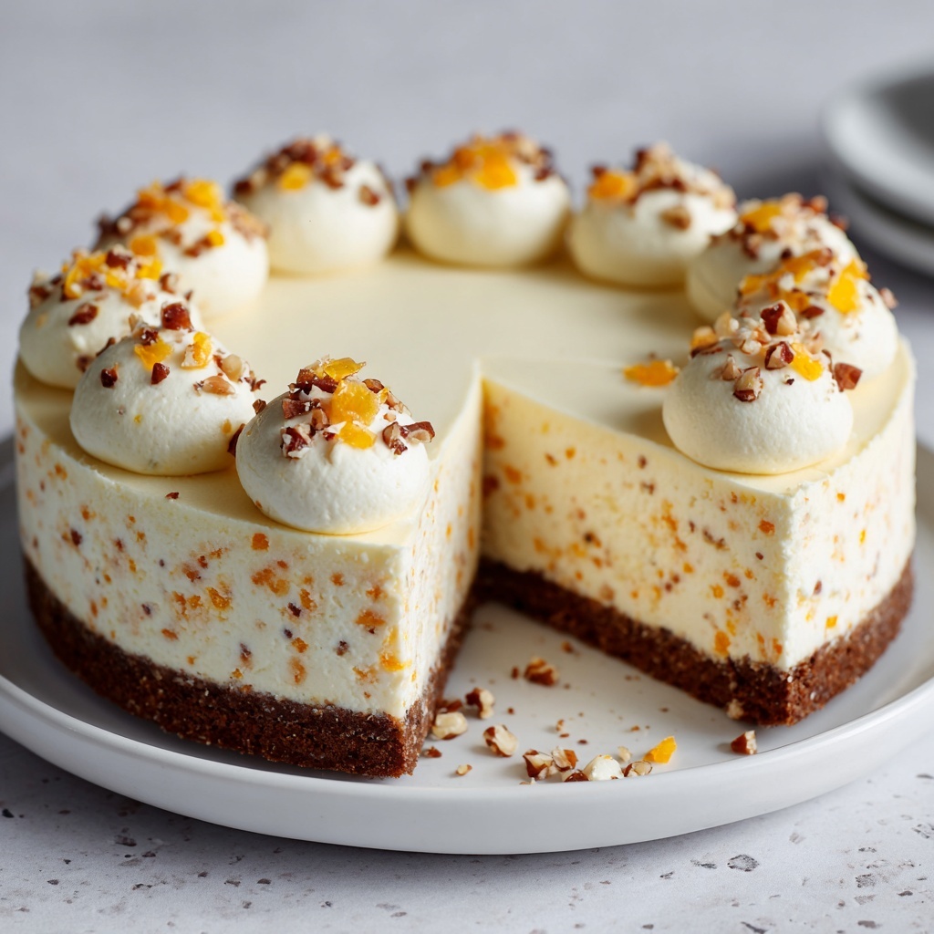 Carrot Cake Cheesecake with Creamy Topping Recipe - Recipe Image