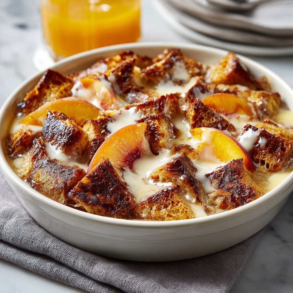 Peach Bread Pudding with Cinnamon and Vanilla Recipe - Recipe Image