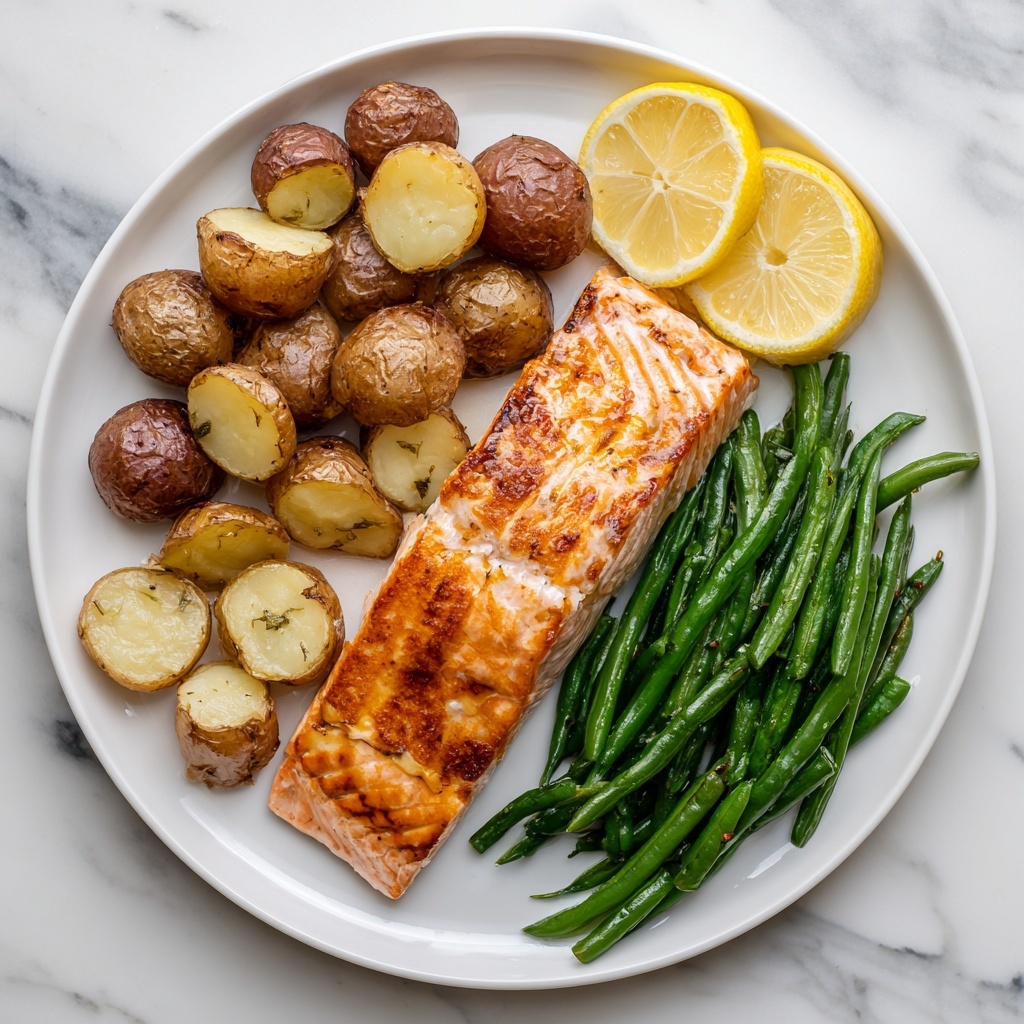 Lemon-Honey Baked Salmon with Green Beans and Baby Potatoes Recipe - Recipe Image