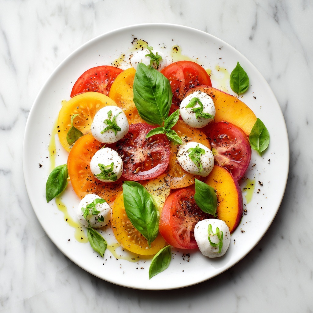 Tomato Peach Burrata Salad Recipe - Recipe Image