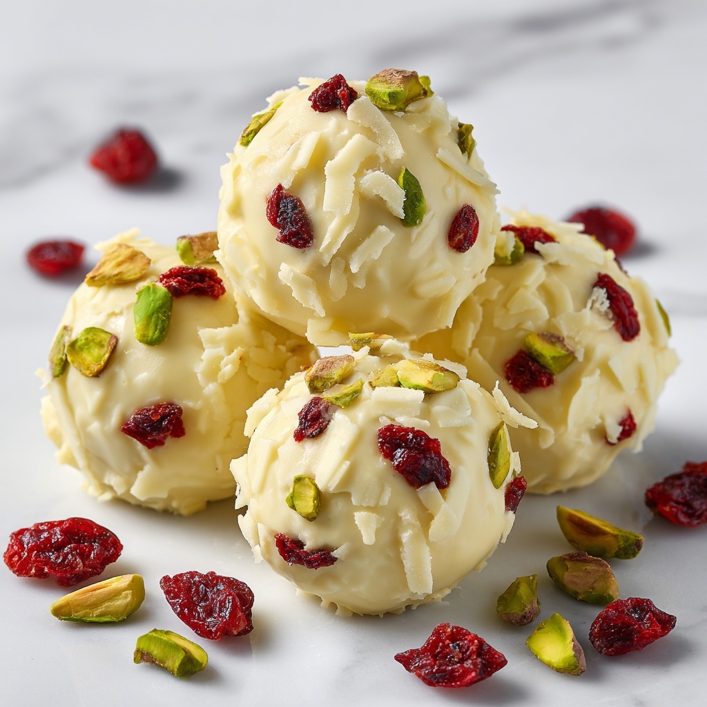 Cranberry Pistachio White Chocolate Truffles Recipe - Recipe Image