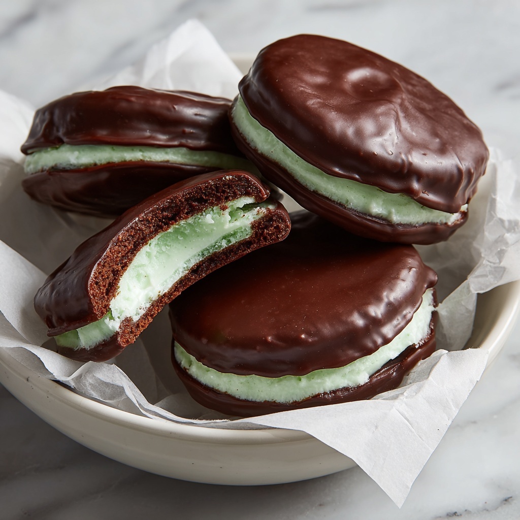 Mint Sandwich Cookies with Chocolate Coating Recipe - Recipe Image