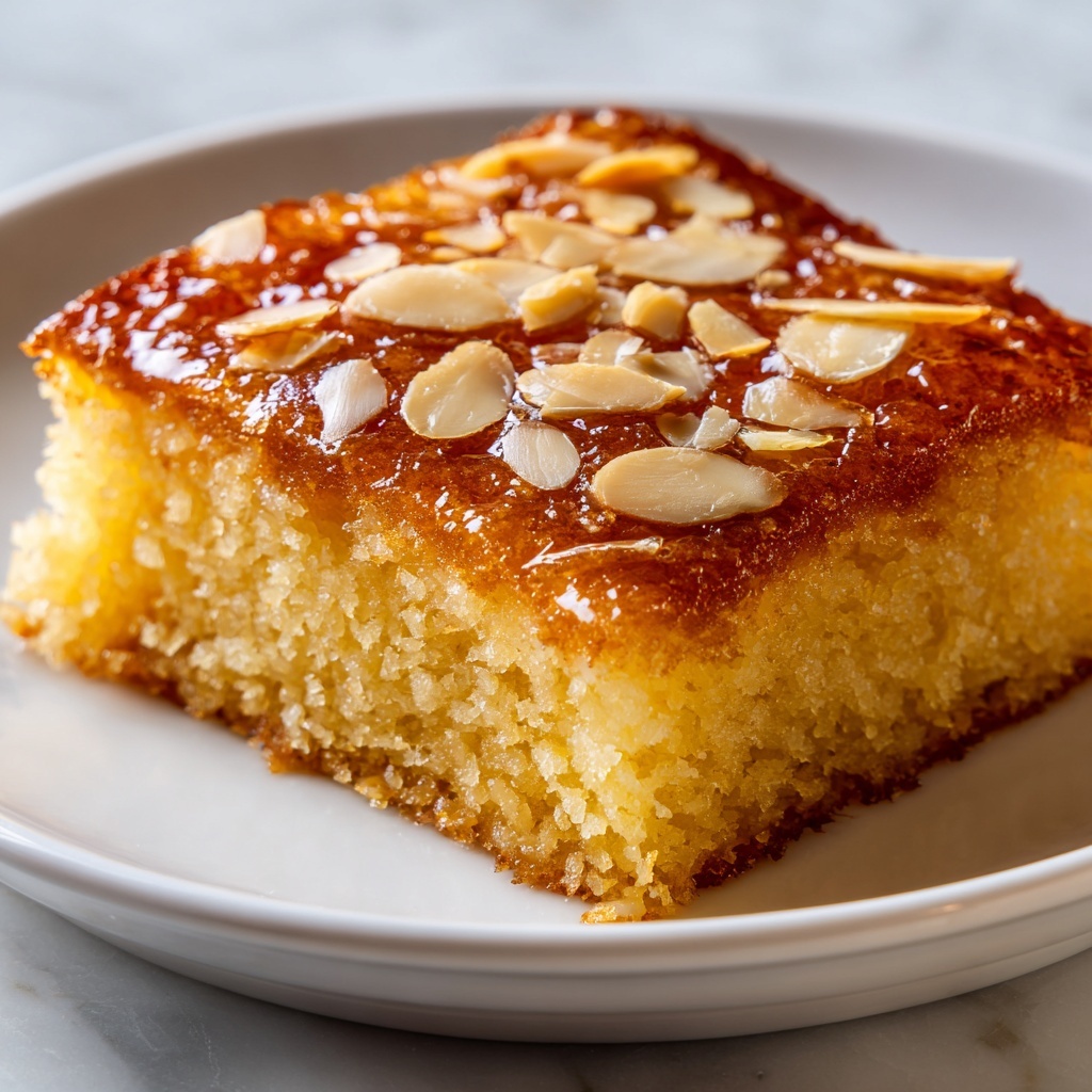 Farina Basbousa Recipe with Yogurt – Soft & Moist Middle Eastern Cake Recipe - Recipe Image
