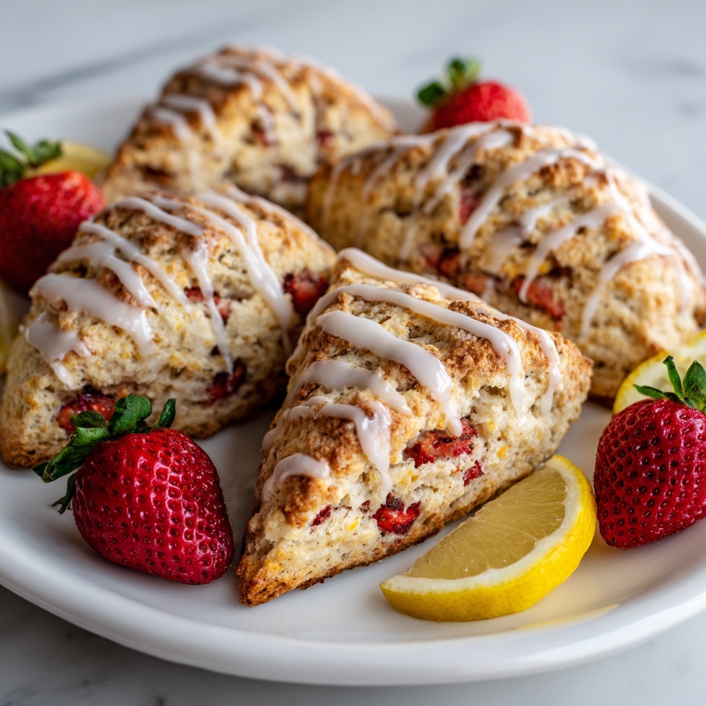 Strawberry Lemon Scones with Lemon Glaze Recipe - Recipe Image