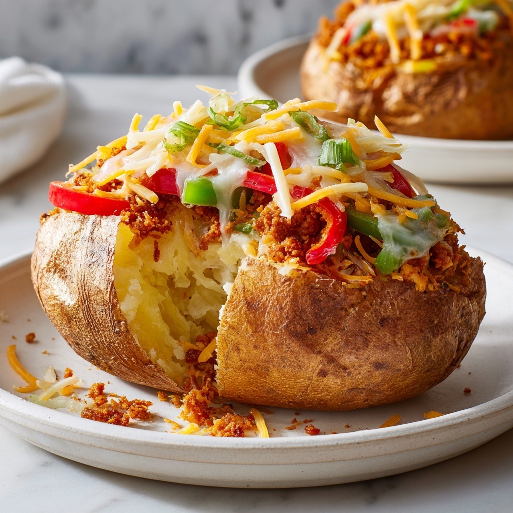Chicken Cheesesteak Baked Potatoes Recipe - Recipe Image