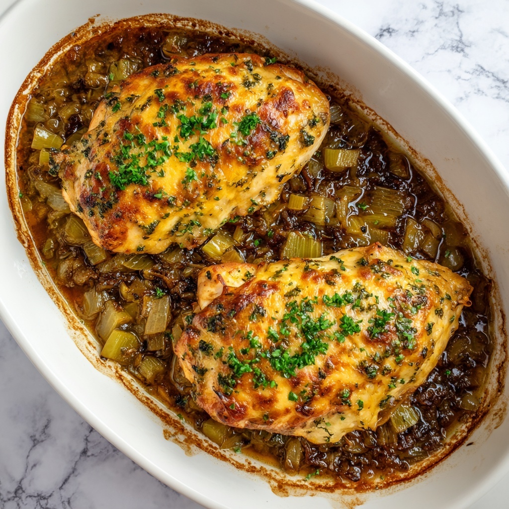 French Onion Stuffed Chicken Recipe - Recipe Image