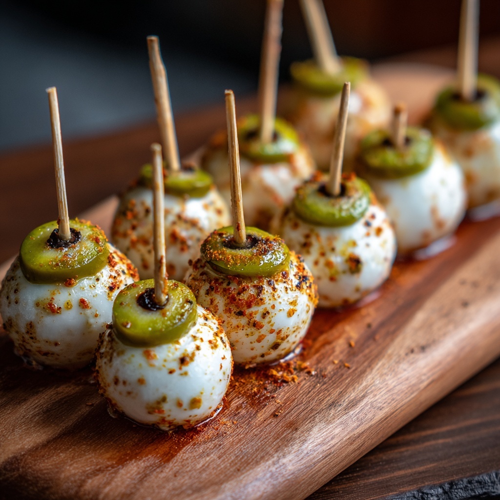 Creepy-Cute Skewered Beef Salami Eyeballs Recipe - Recipe Image