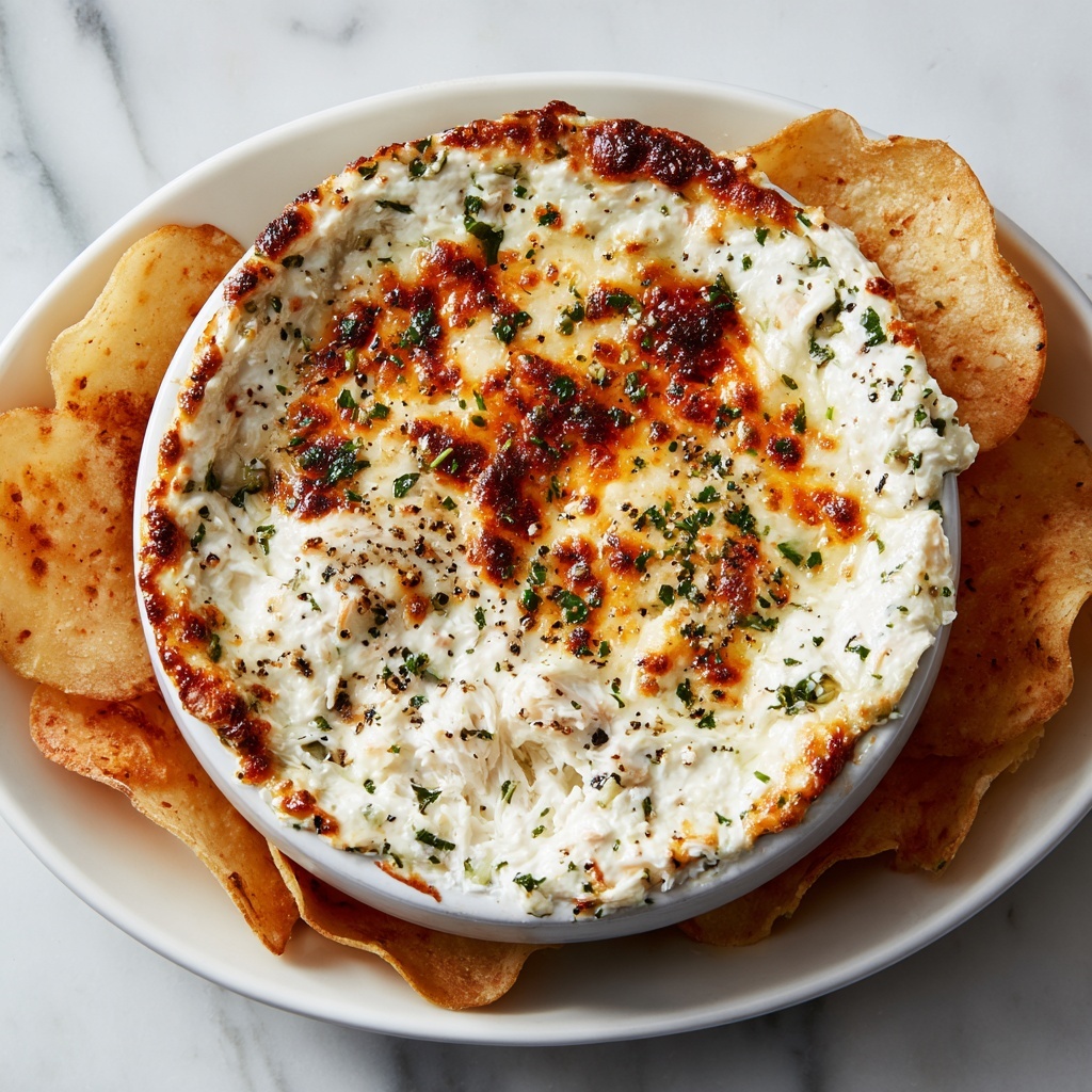 Chicken Alfredo Dip with Bread Chips Recipe - Recipe Image