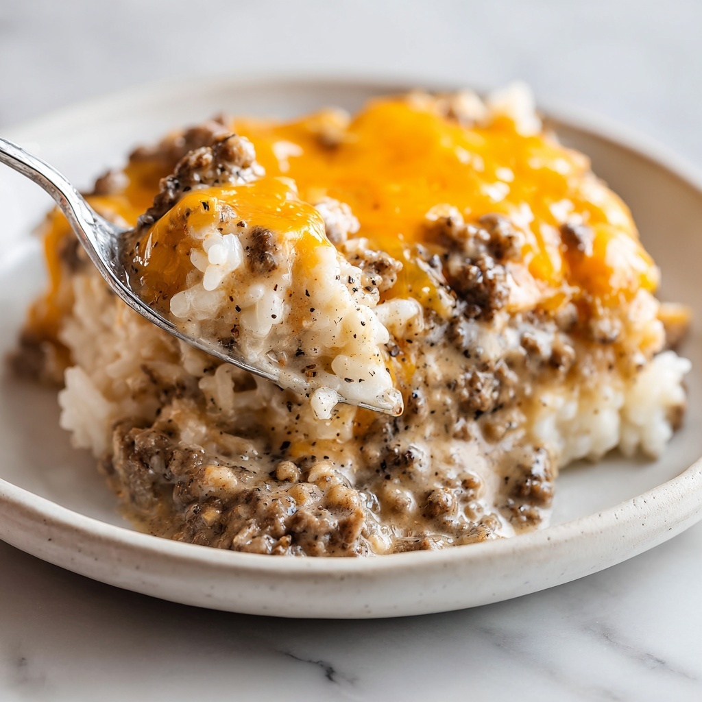 Creamy Garlic Butter Beef and Cheddar Rice Delight Recipe - Recipe Image