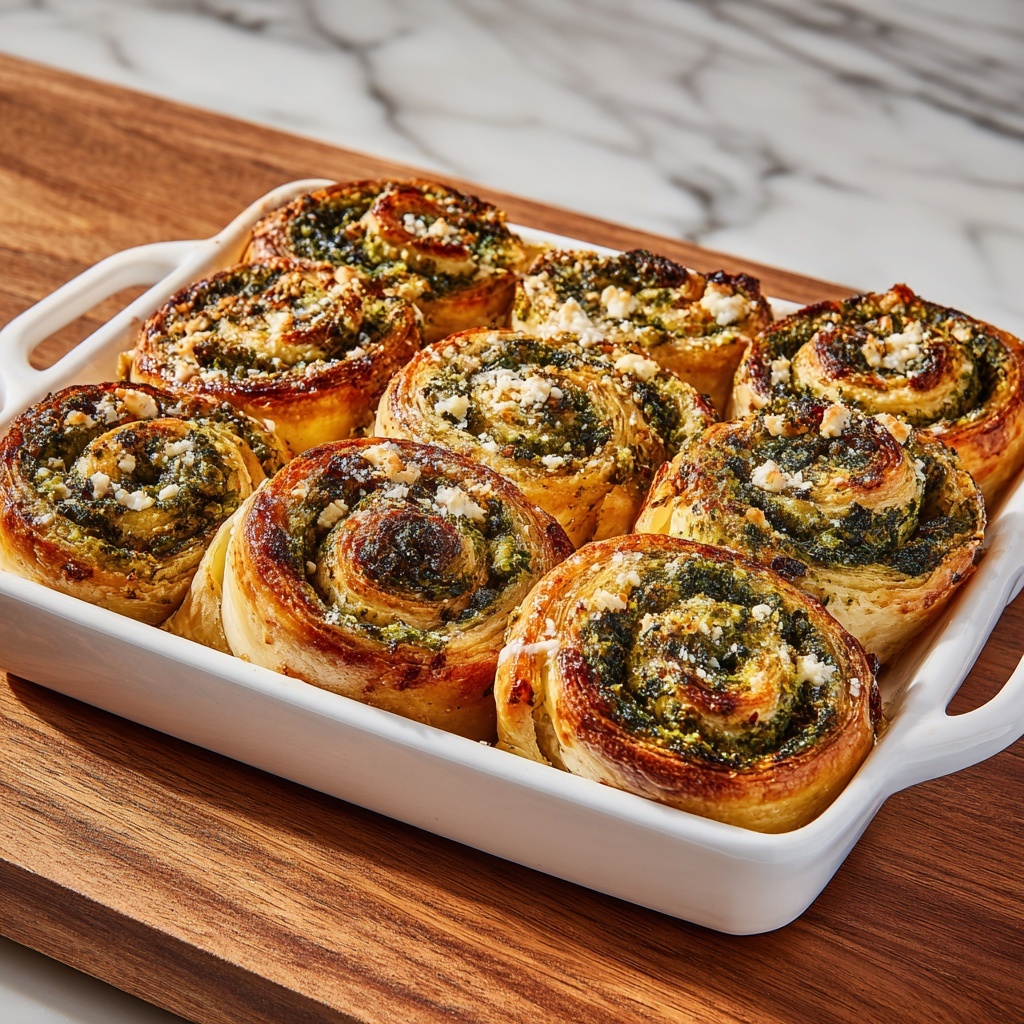 Spinach Feta Puff Pastry Pinwheels Recipe - Recipe Image