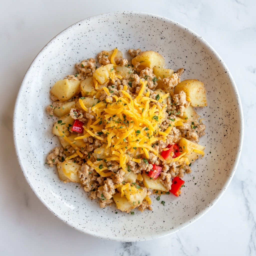 Loaded Breakfast Hash with Sausage, Ham, and Cheddar Recipe - Recipe Image