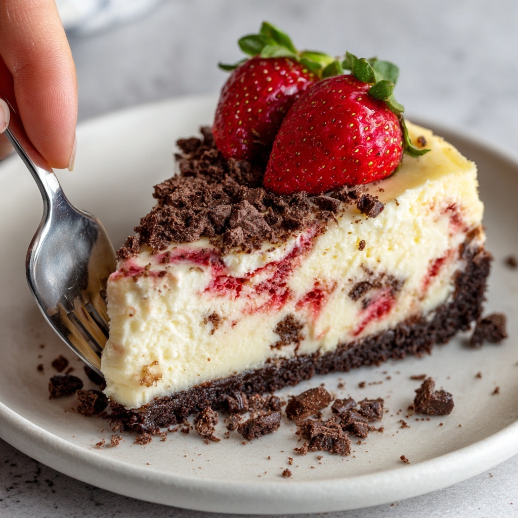 Chocolate Strawberry Swirl Cheesecake Recipe - Recipe Image