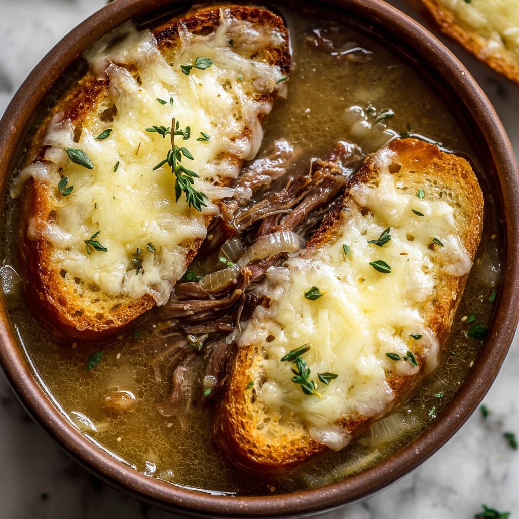 Savory French Onion Beef Short Rib Soup with Gruyère Toast Recipe - Recipe Image