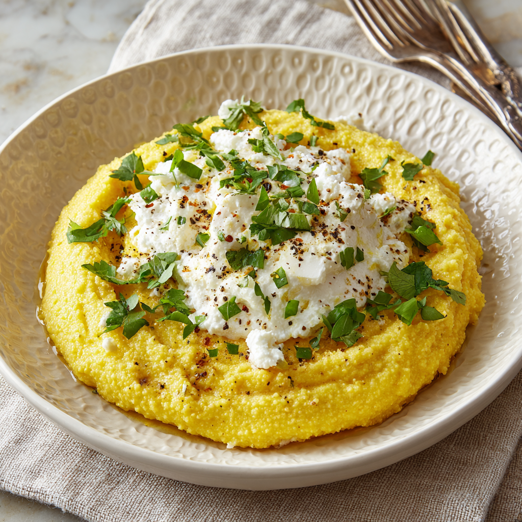Romanian Polenta with Cheese and Sour Cream Recipe - Recipe Image
