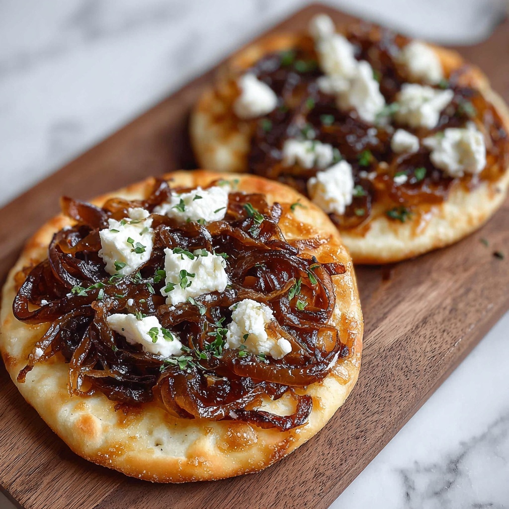 Caramelized Onion & Feta Flatbreads: A Flavorful Delight Recipe - Recipe Image