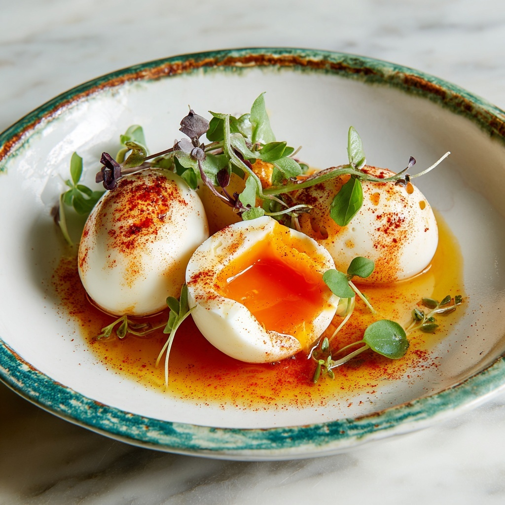 Turkish Eggs (Cilbir) with Spiced Butter and Fresh Herbs Recipe - Recipe Image