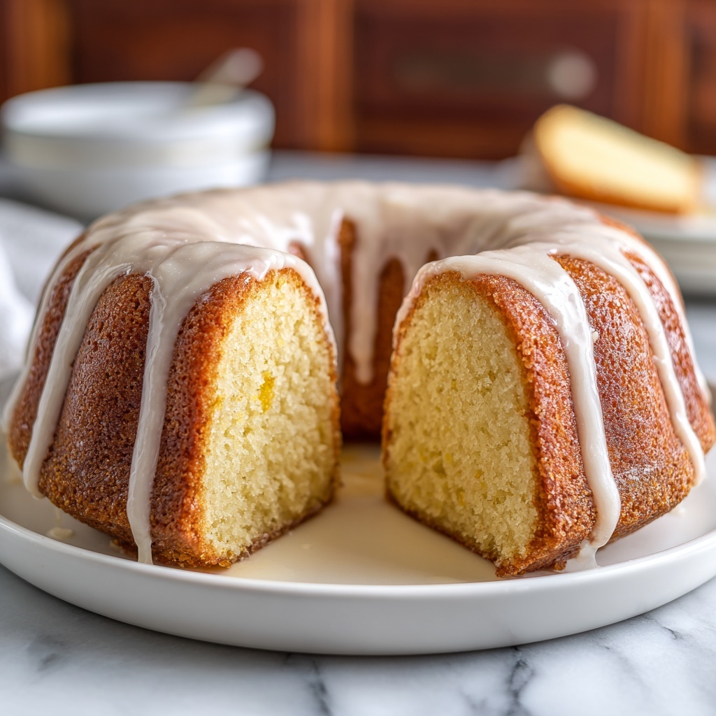 Sour Cream Pound Cake with Lemon Zest and Vanilla Glaze Recipe - Recipe Image
