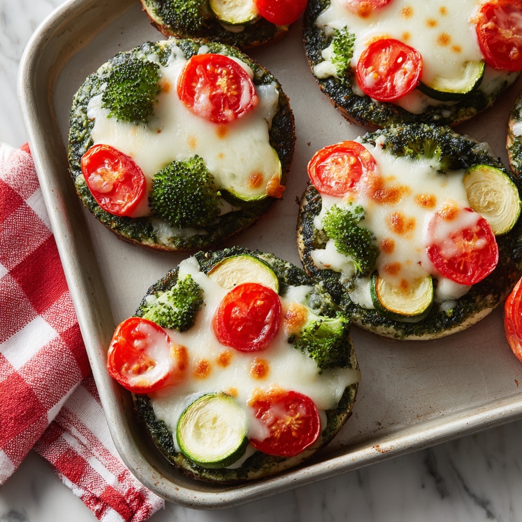 Mini Veggie Pizzas with Broccoli Crust Recipe - Recipe Image
