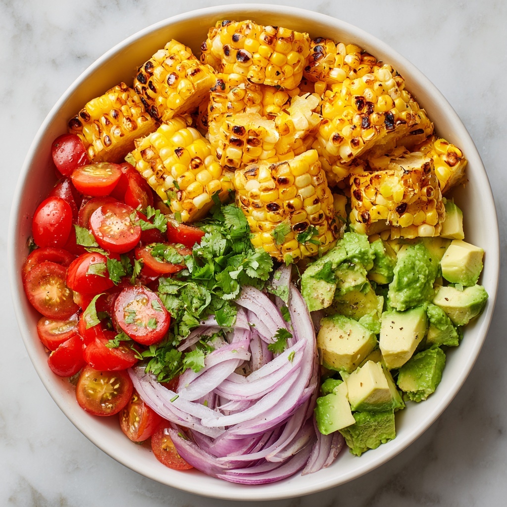 Grilled Corn Steak Salad with Cherry Tomatoes, Avocado, and Cilantro Recipe - Recipe Image