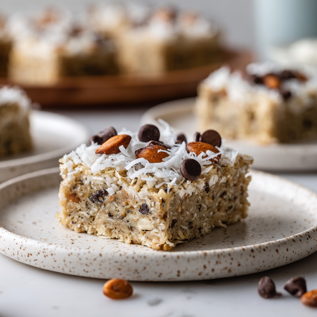 Baked Oatmeal Cake with Chocolate, Butterscotch, and Coconut Recipe - Recipe Image