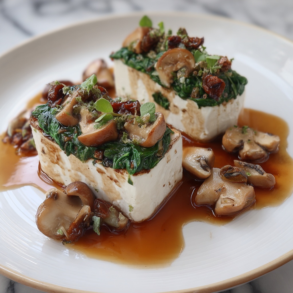 Goat Cheese & Spinach Stuffed Chicken Breast with Caramelized Onions and Mushrooms Recipe - Recipe Image