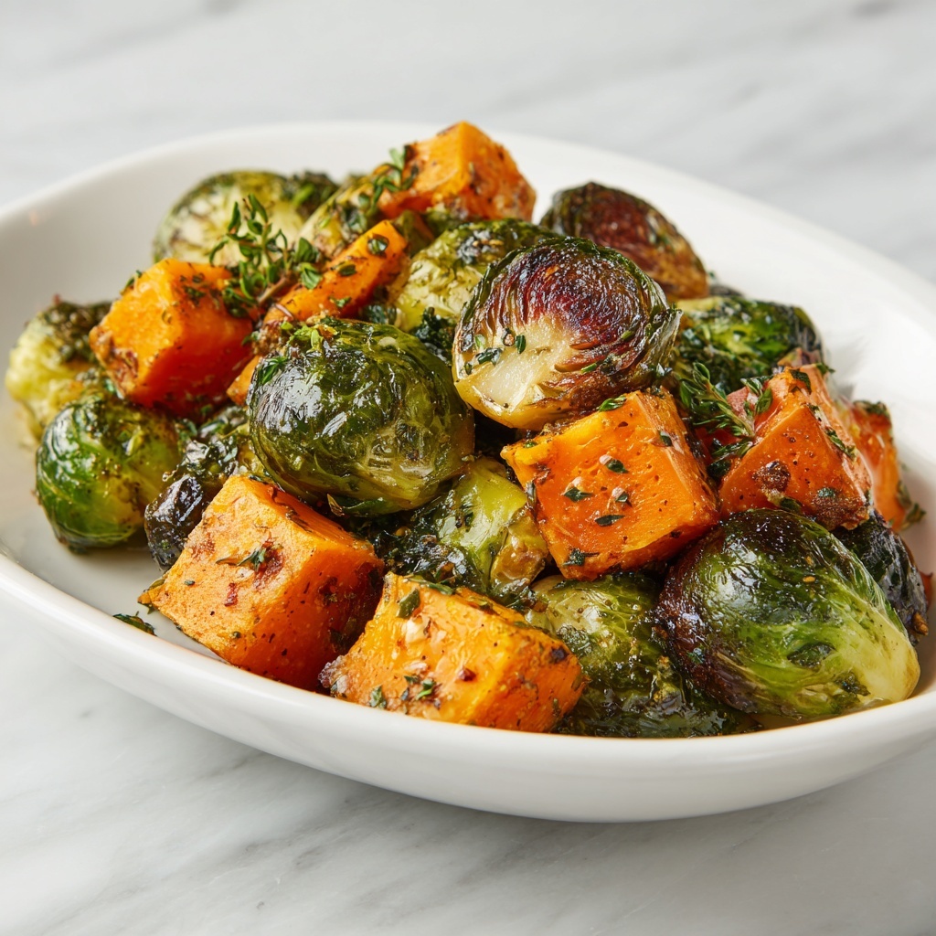 Roasted Brussels Sprouts and Sweet Potato Hash Recipe - Recipe Image
