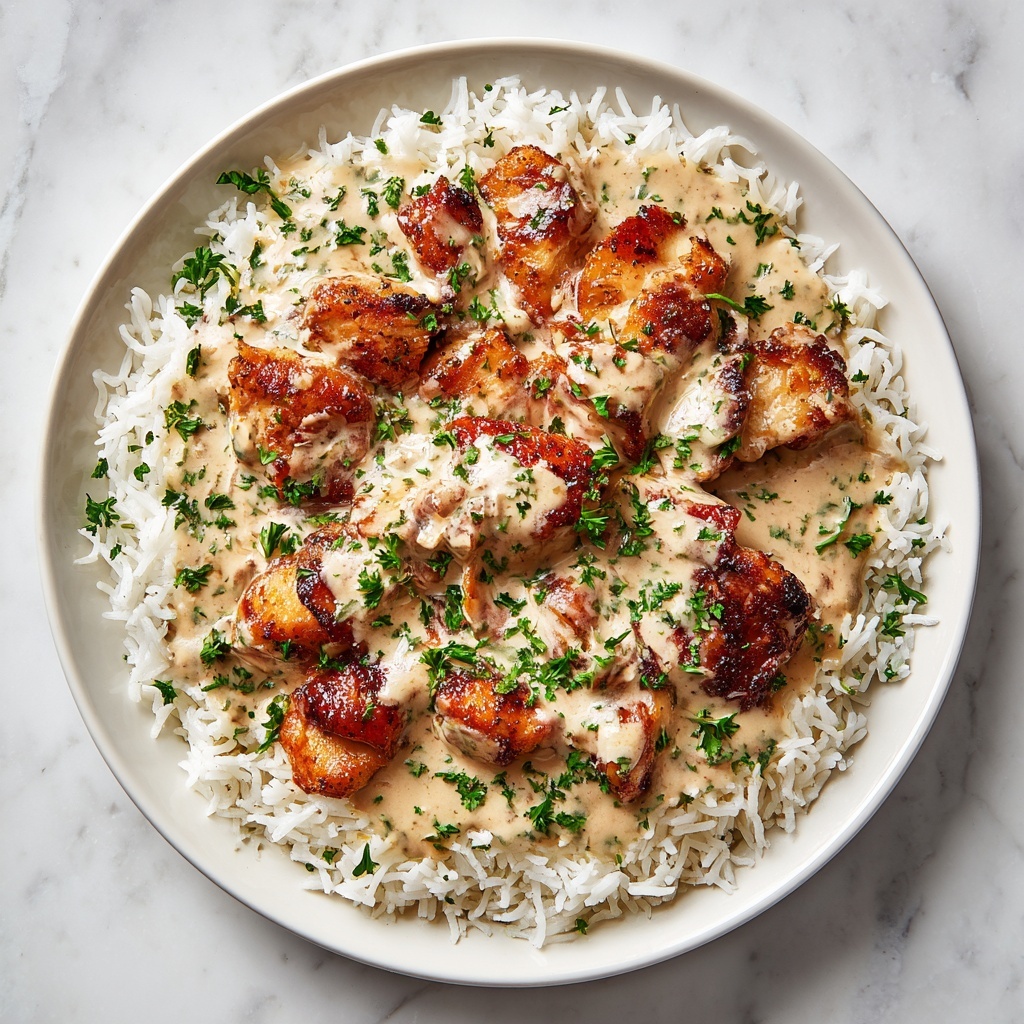 Creamy Smothered Chicken and Rice Recipe - Recipe Image