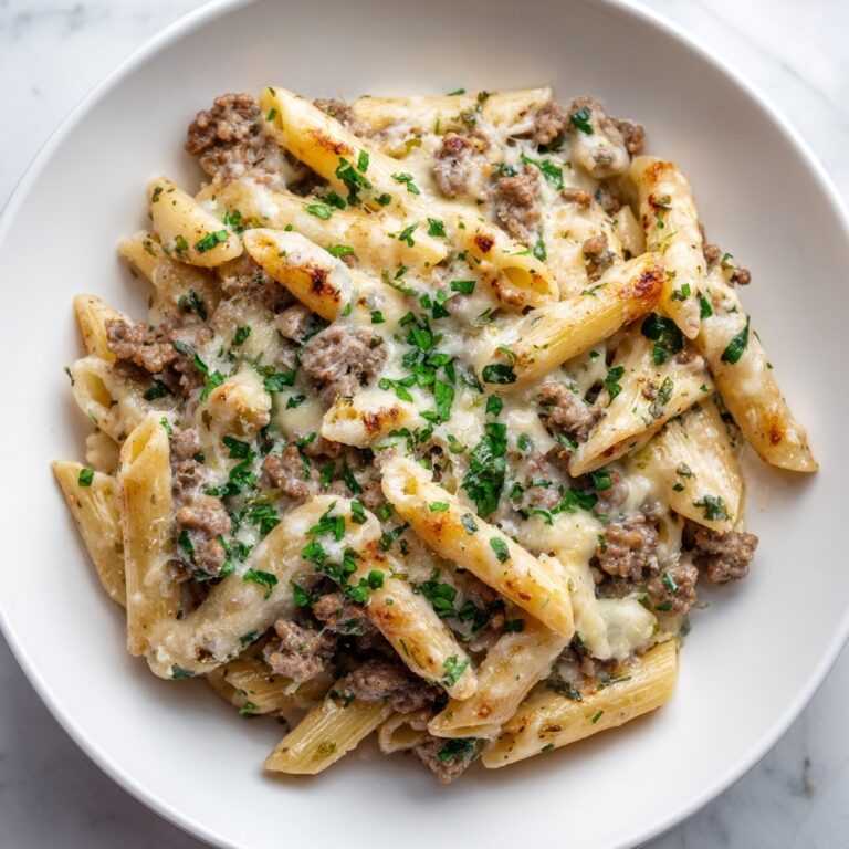 Cheesy Penne with Garlic Butter Beef Recipe