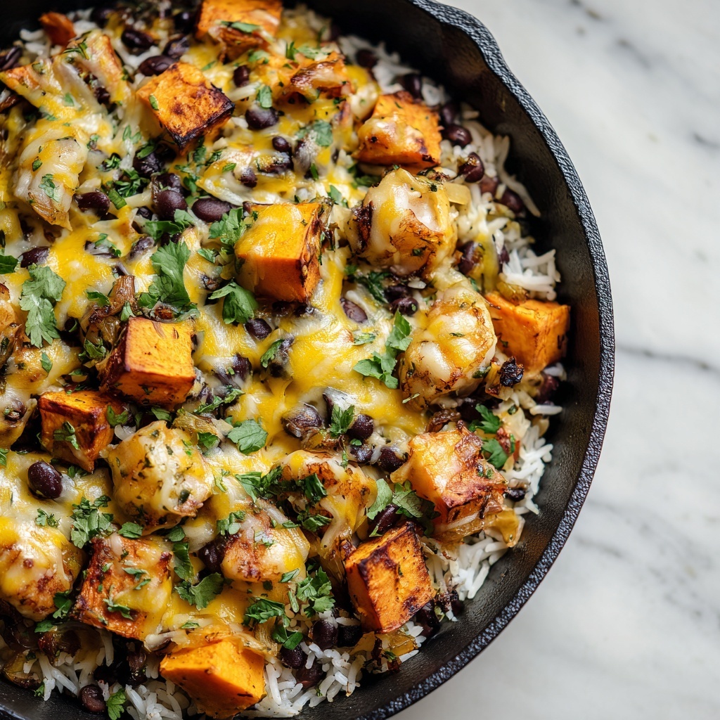 Southwest Black Bean Skillet with Sweet Potatoes and Cheddar Recipe - Recipe Image