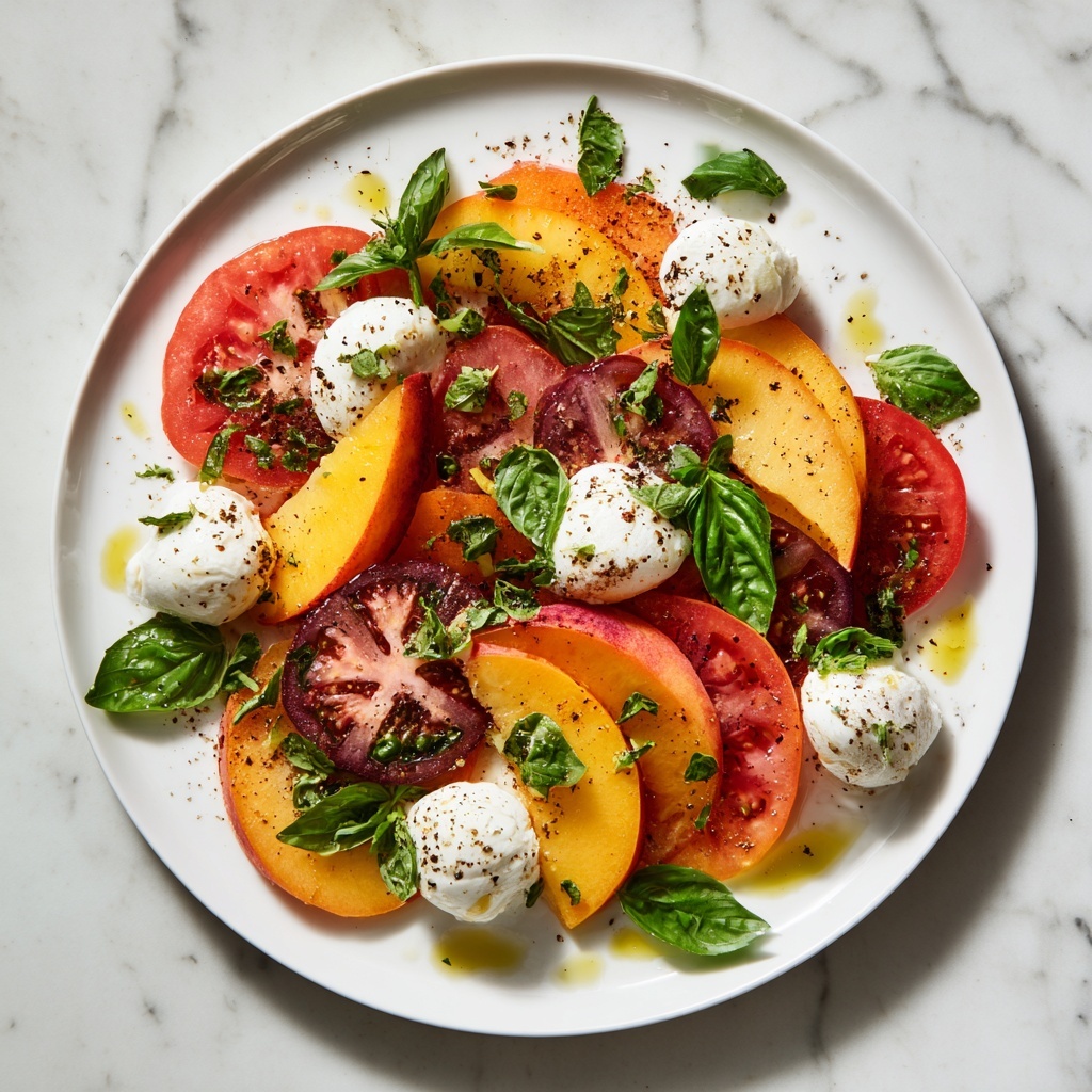 Tomato Peach Burrata Salad Recipe - Recipe Image
