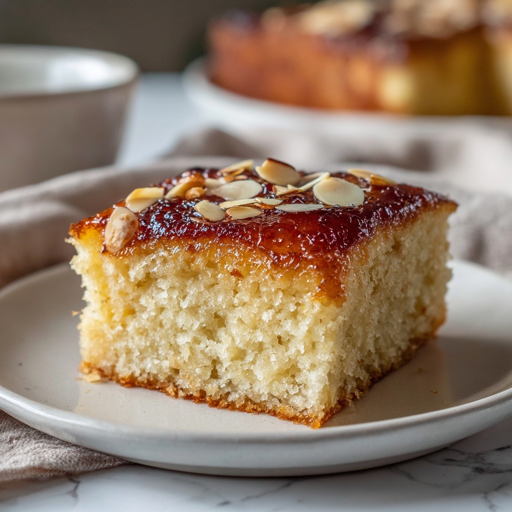 Farina Basbousa Recipe with Yogurt – Soft & Moist Middle Eastern Cake Recipe - Recipe Image