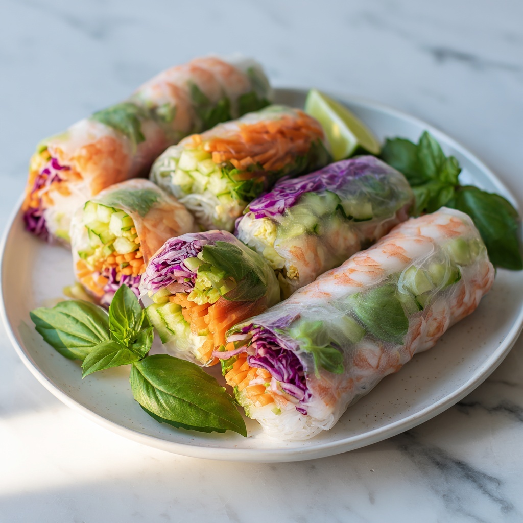Rainbow Veggies Rice Paper Rolls with Hoisin-Peanut Dipping Sauce Recipe - Recipe Image