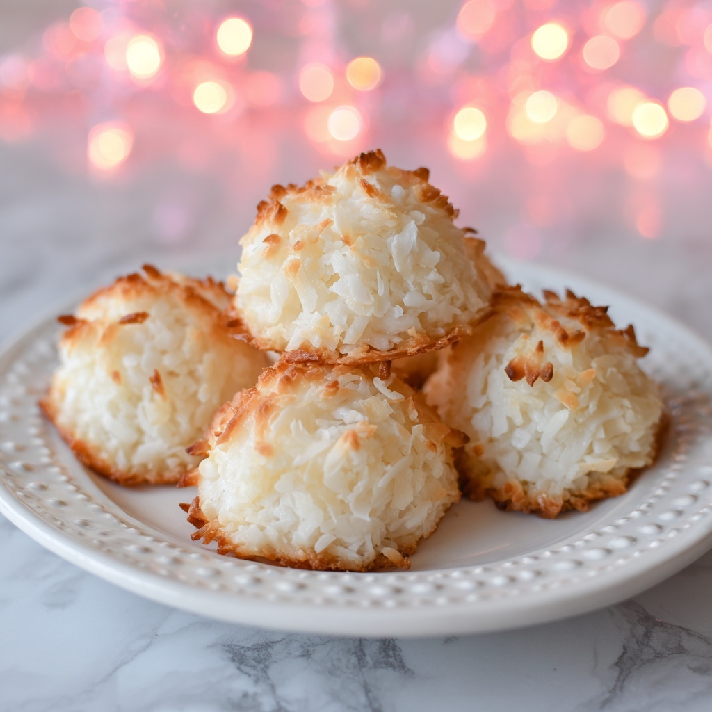 Chocolate-Dipped Coconut Macaroons with Heart Sprinkles Recipe - Recipe Image