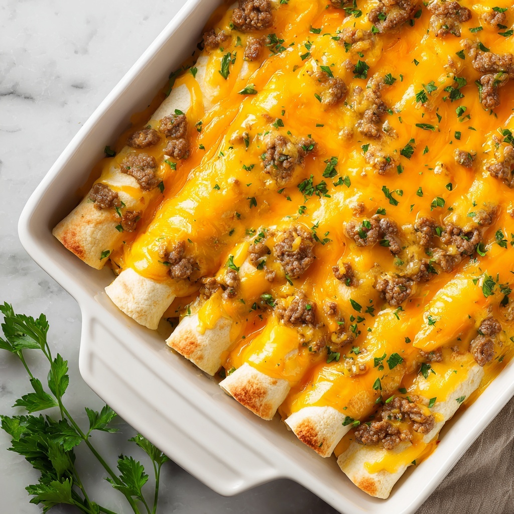 Breakfast Enchiladas with Sausage, Bacon, and Cheddar Recipe - Recipe Image
