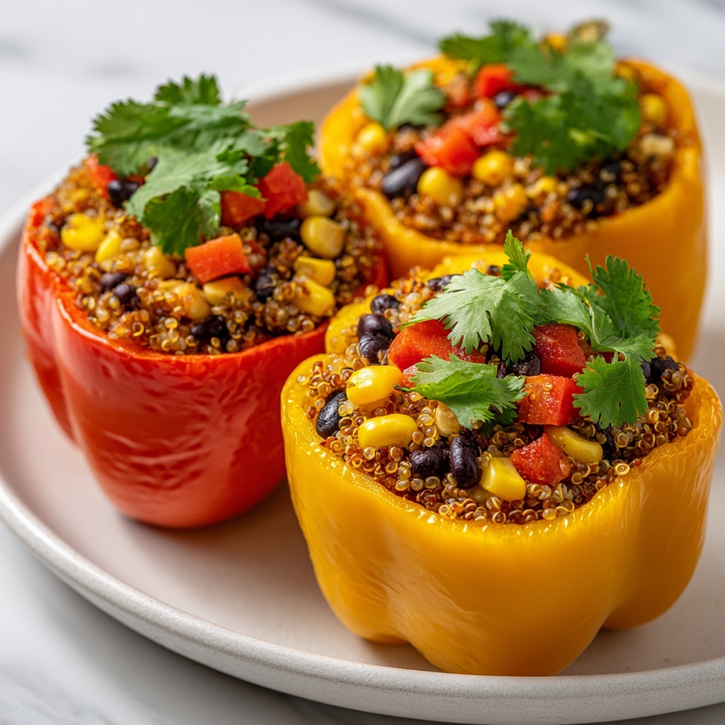 Vegan Stuffed Bell Peppers with Quinoa, Black Beans, and Corn Recipe - Recipe Image
