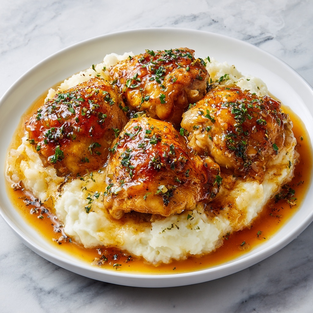 Smothered Chicken Thighs with Rich Onion Gravy Recipe - Recipe Image