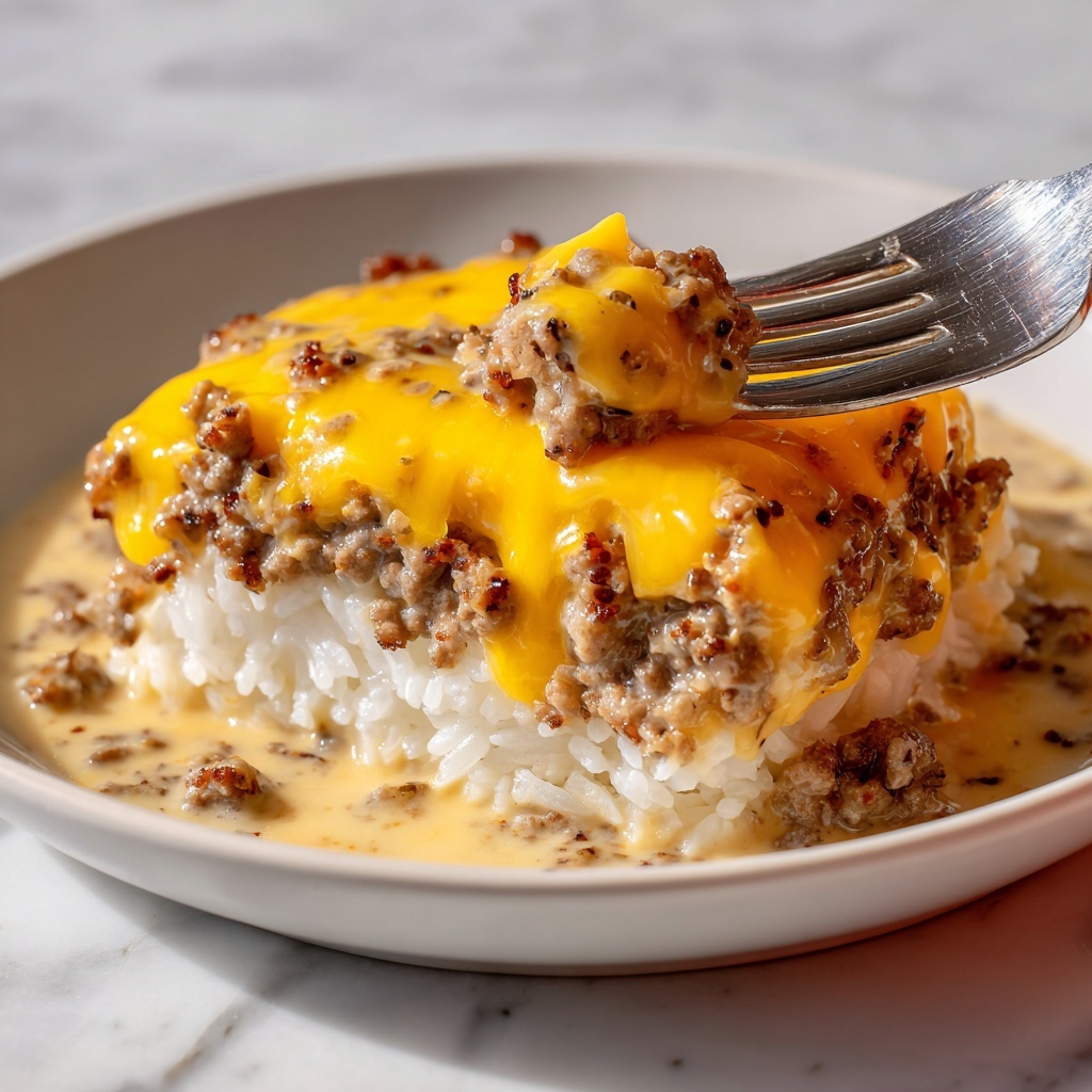 Creamy Garlic Butter Beef and Cheddar Rice Delight Recipe - Recipe Image