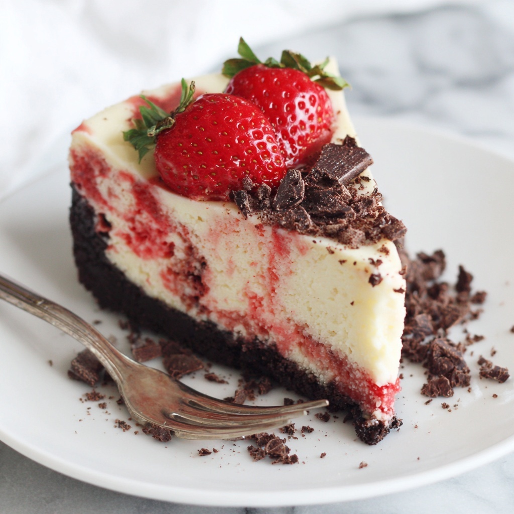 Chocolate Strawberry Swirl Cheesecake Recipe - Recipe Image