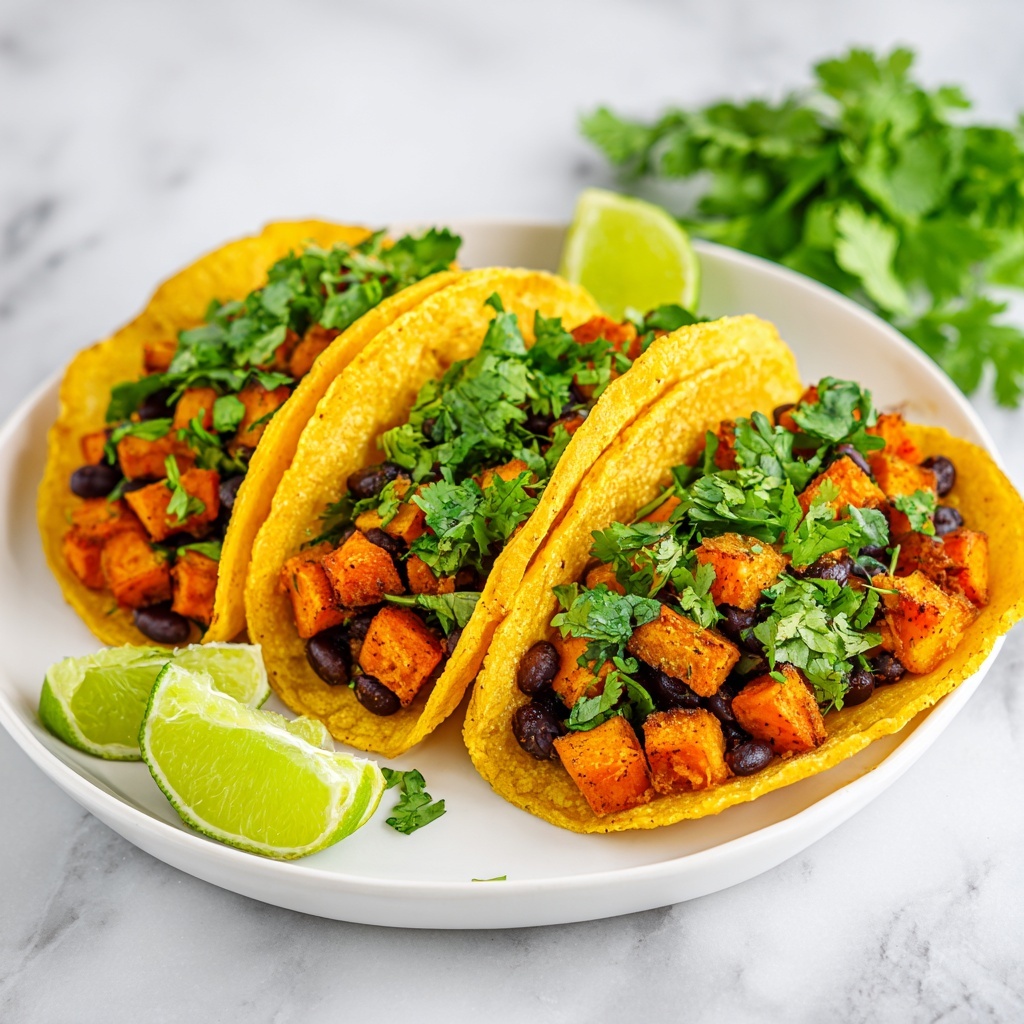 Sweet Potato Black Bean Tacos with Cilantro and Lime Recipe - Recipe Image