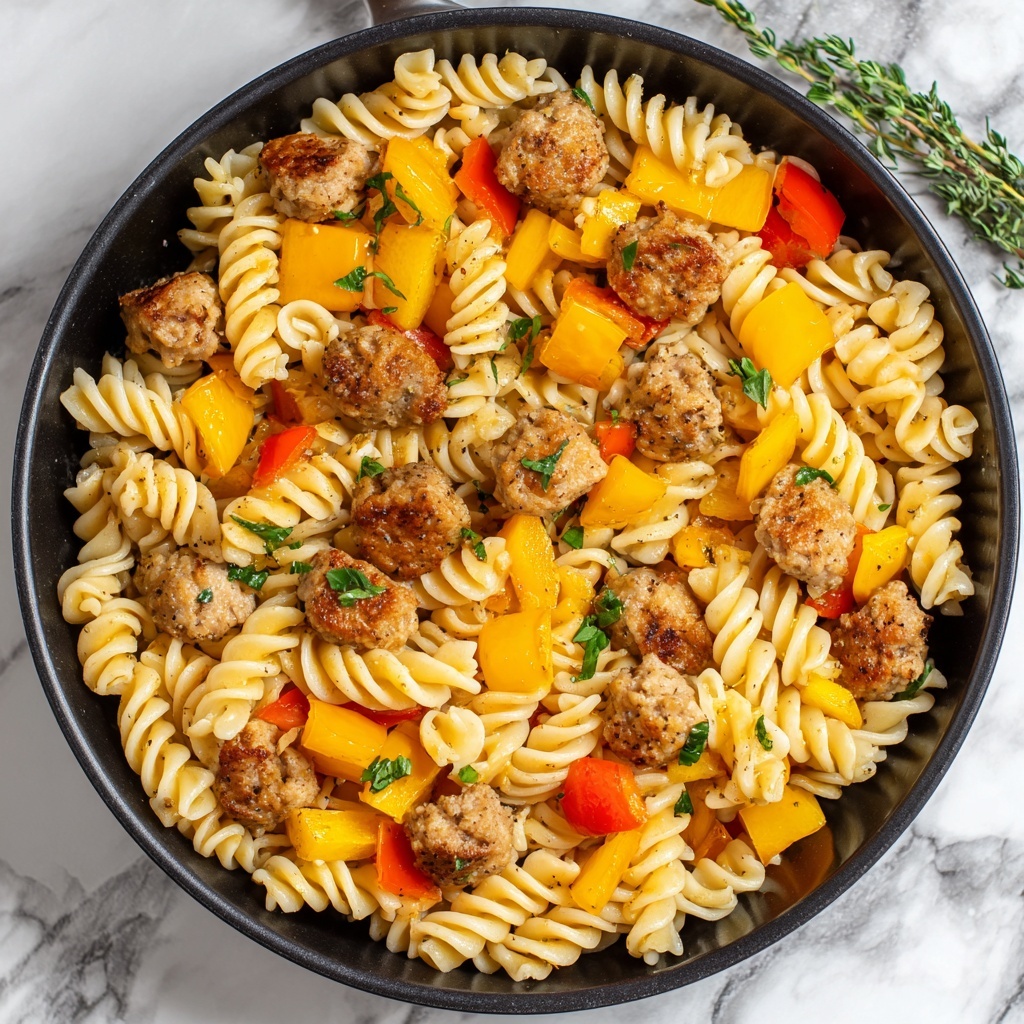 Autumn Beef Sausage Pasta with Roasted Butternut Squash and Brussels Sprouts Recipe - Recipe Image