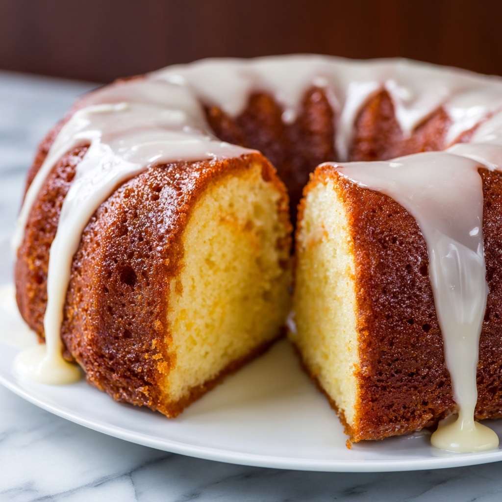 Sour Cream Pound Cake with Lemon Zest and Vanilla Glaze Recipe - Recipe Image