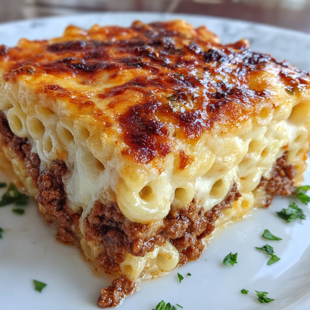 Creamy Baked Mac and Cheese with Cheddar, Mozzarella, and Parmesan Recipe - Recipe Image