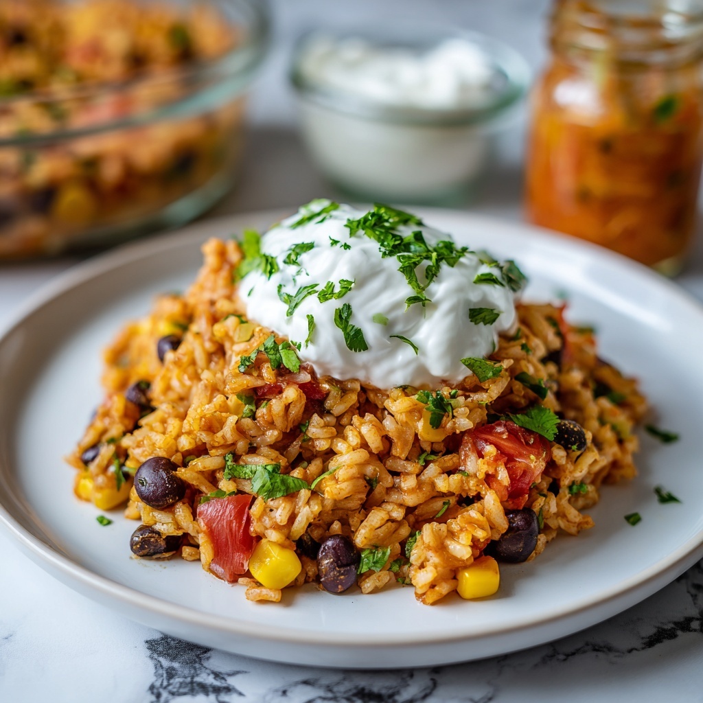 Mexican Rice Casserole with Ground Beef, Black Beans, and Cheese Recipe - Recipe Image