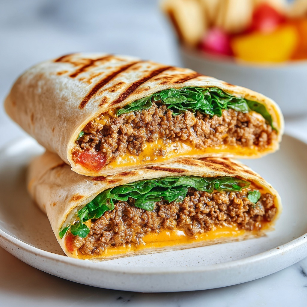Grilled Cheeseburger Wraps Recipe - Recipe Image