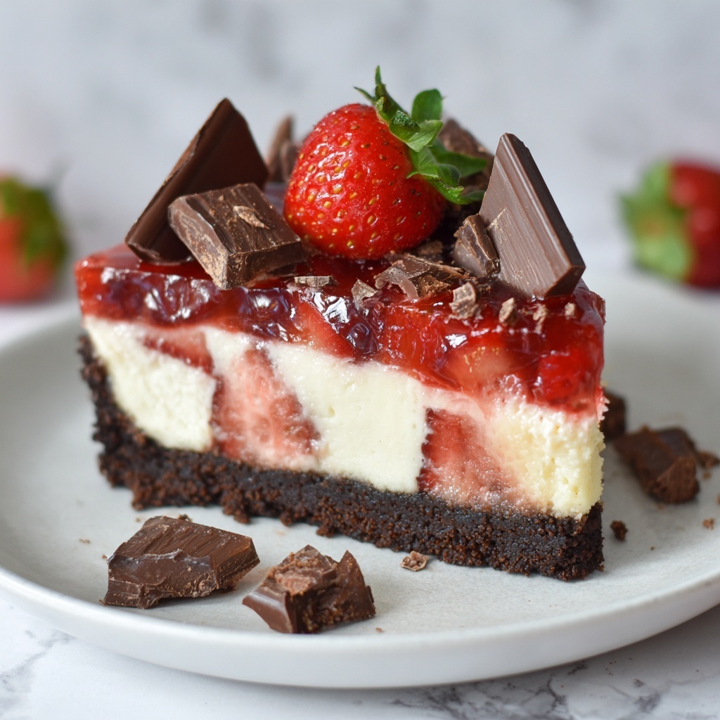 Chocolate Strawberry Swirl Cheesecake Recipe - Recipe Image
